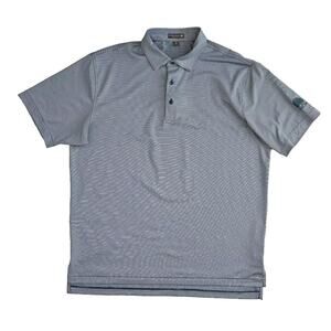 Peter‎ Millar (Mens XL) Golf Shirt Polo Summer Comfort Blue Striped Short Sleeve